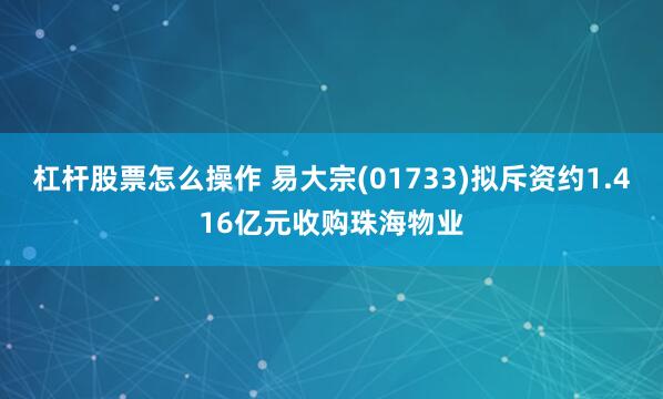 杠杆股票怎么操作 易大宗(01733)拟斥资约1.416亿元收购珠海物业