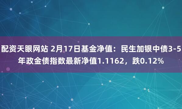 配资天眼网站 2月17日基金净值：民生加银中债3-5年政金债指数最新净值1.1162，跌0.12%