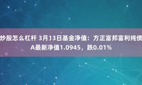 炒股怎么杠杆 3月13日基金净值：方正富邦富利纯债A最新净值1.0945，跌0.01%