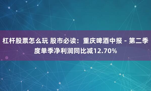 杠杆股票怎么玩 股市必读：重庆啤酒中报 - 第二季度单季净利润同比减12.70%