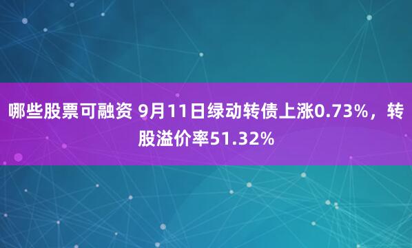 哪些股票可融资 9月11日绿动转债上涨0.73%，转股溢价率51.32%